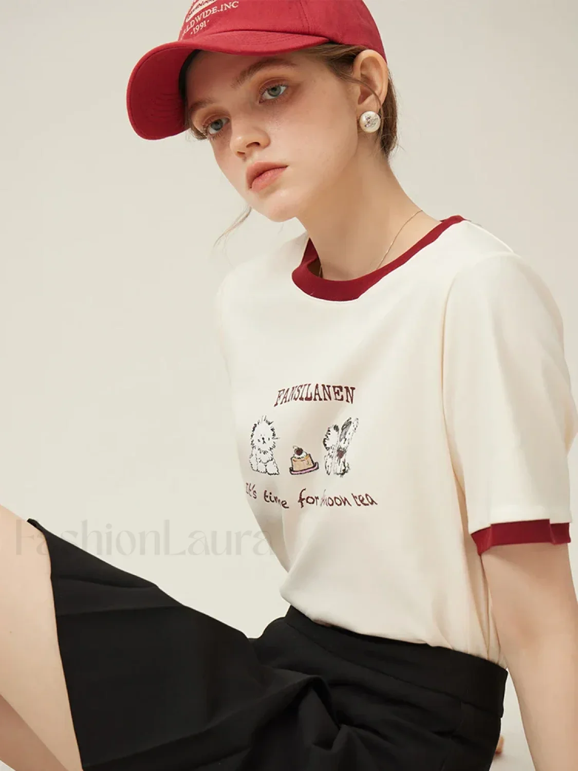 100% Cotton Inner Loose Spring T-Shirt - Image 8