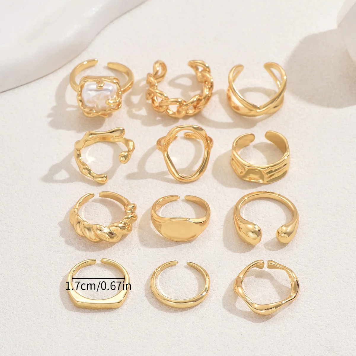 12-Piece Adjustable Open Geometric Ring Set - Image 4
