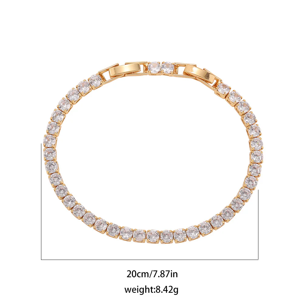 18K Gold Plated Square Zirconia Tennis Chain Bracelet - Image 5