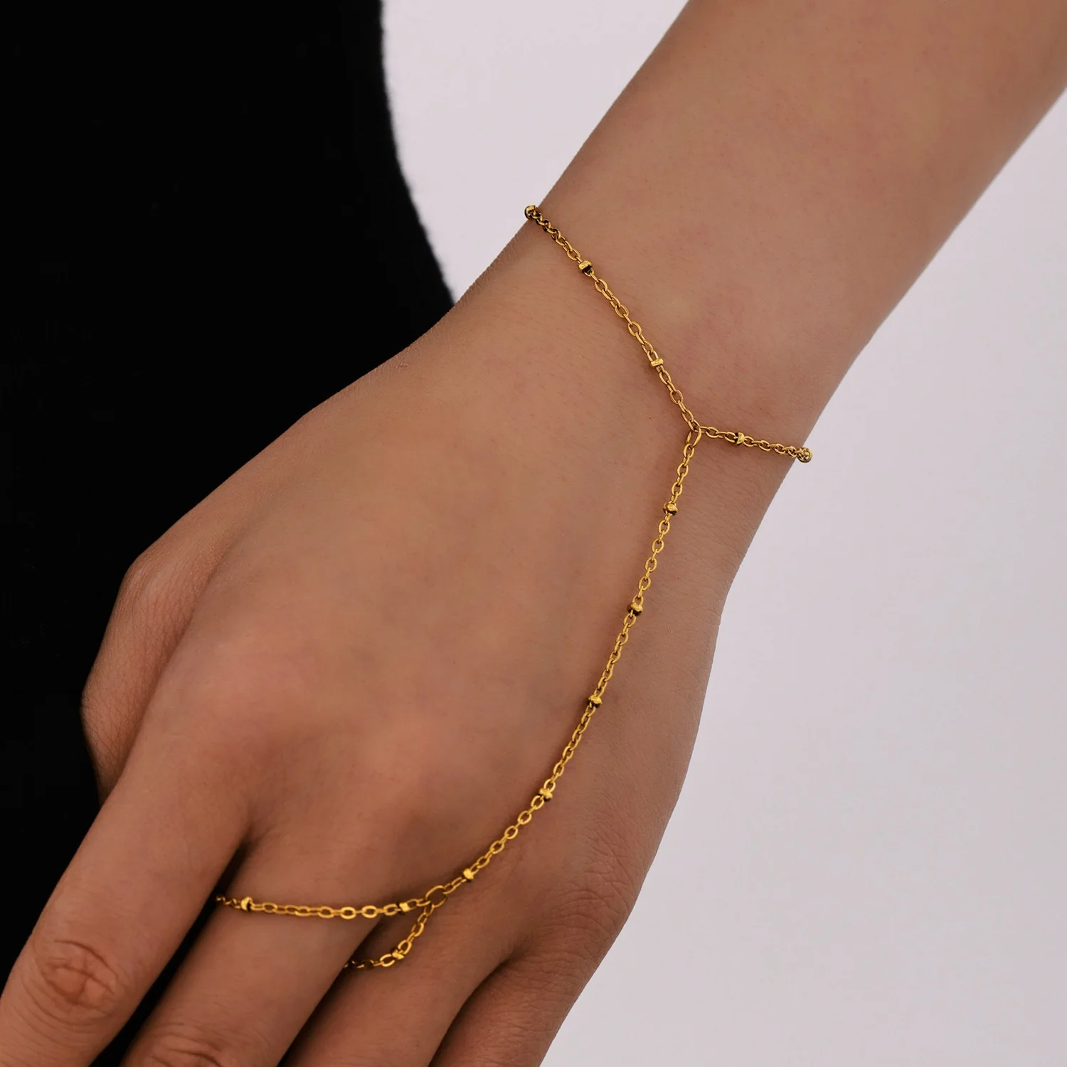 18K Gold Plated Stainless Steel Knuckle Finger Bracelet - Image 3