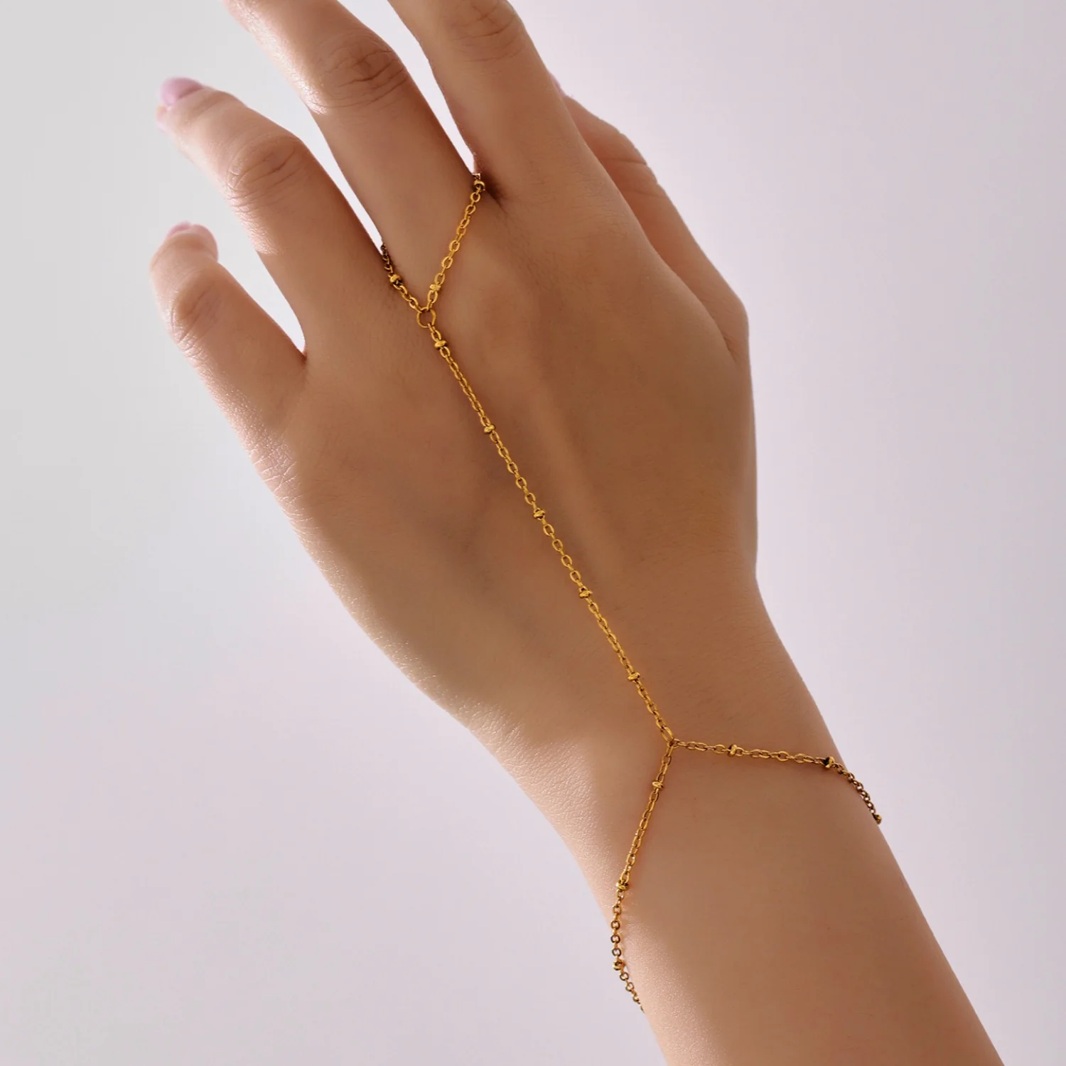 18K Gold Plated Stainless Steel Knuckle Finger Bracelet - Image 5