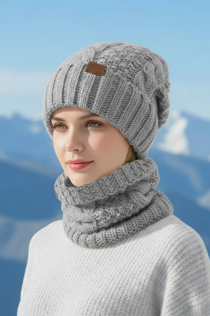 2-Piece Winter Knit Ear Warmer Hat And Scarf Set - Image 6