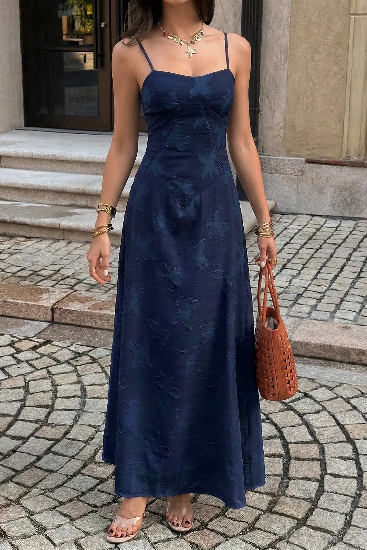 3D Butterfly Jacquard Cami Maxi Dress - Image 5