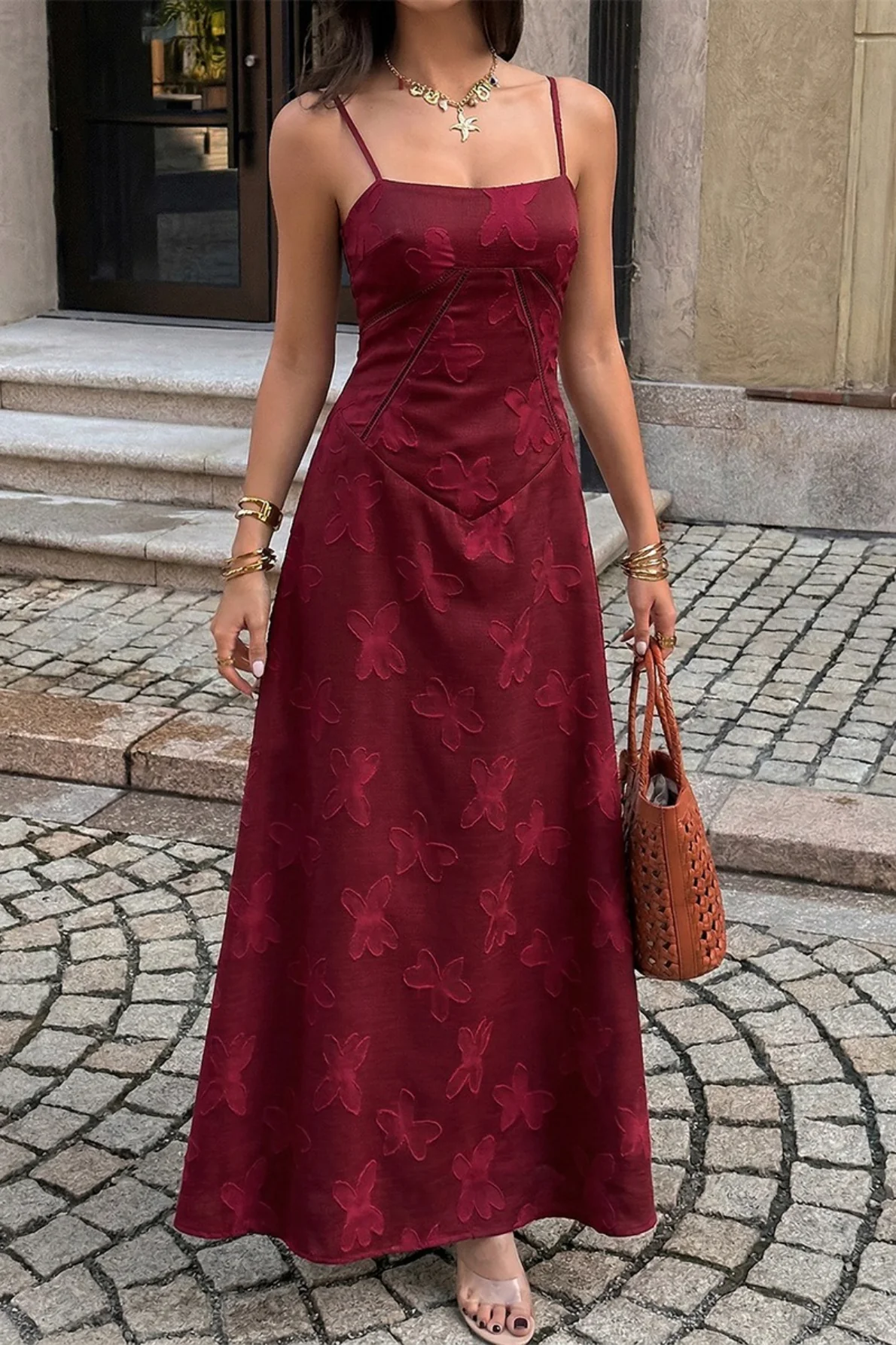 3D Butterfly Jacquard Cami Maxi Dress - Image 7
