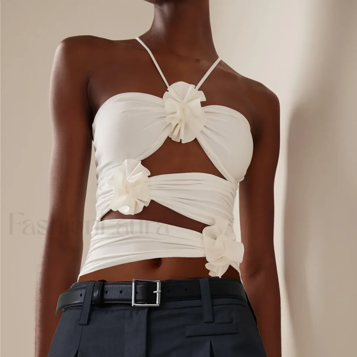 3D Floral Cut-Out Crop Top - Image 12