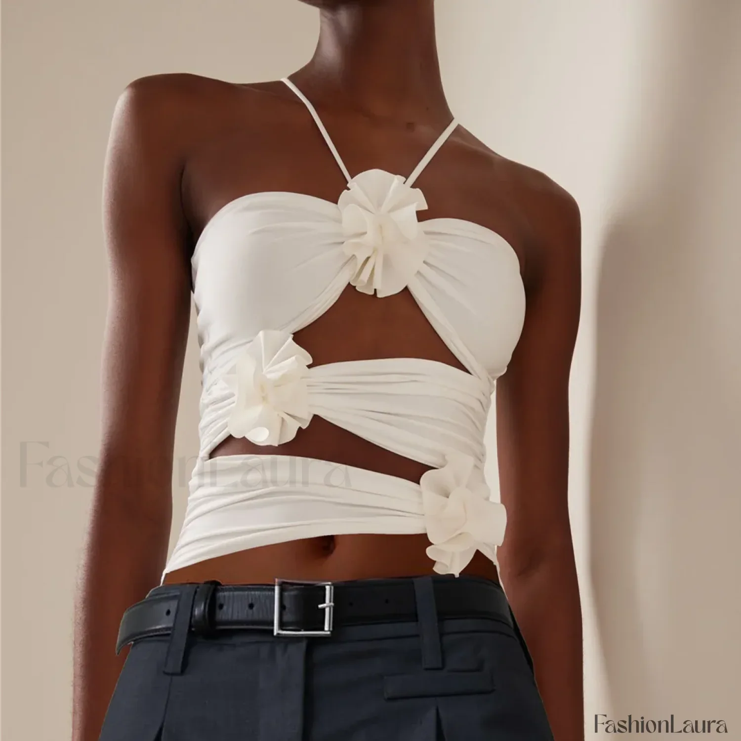 3D Floral Cut-Out Crop Top - Image 21