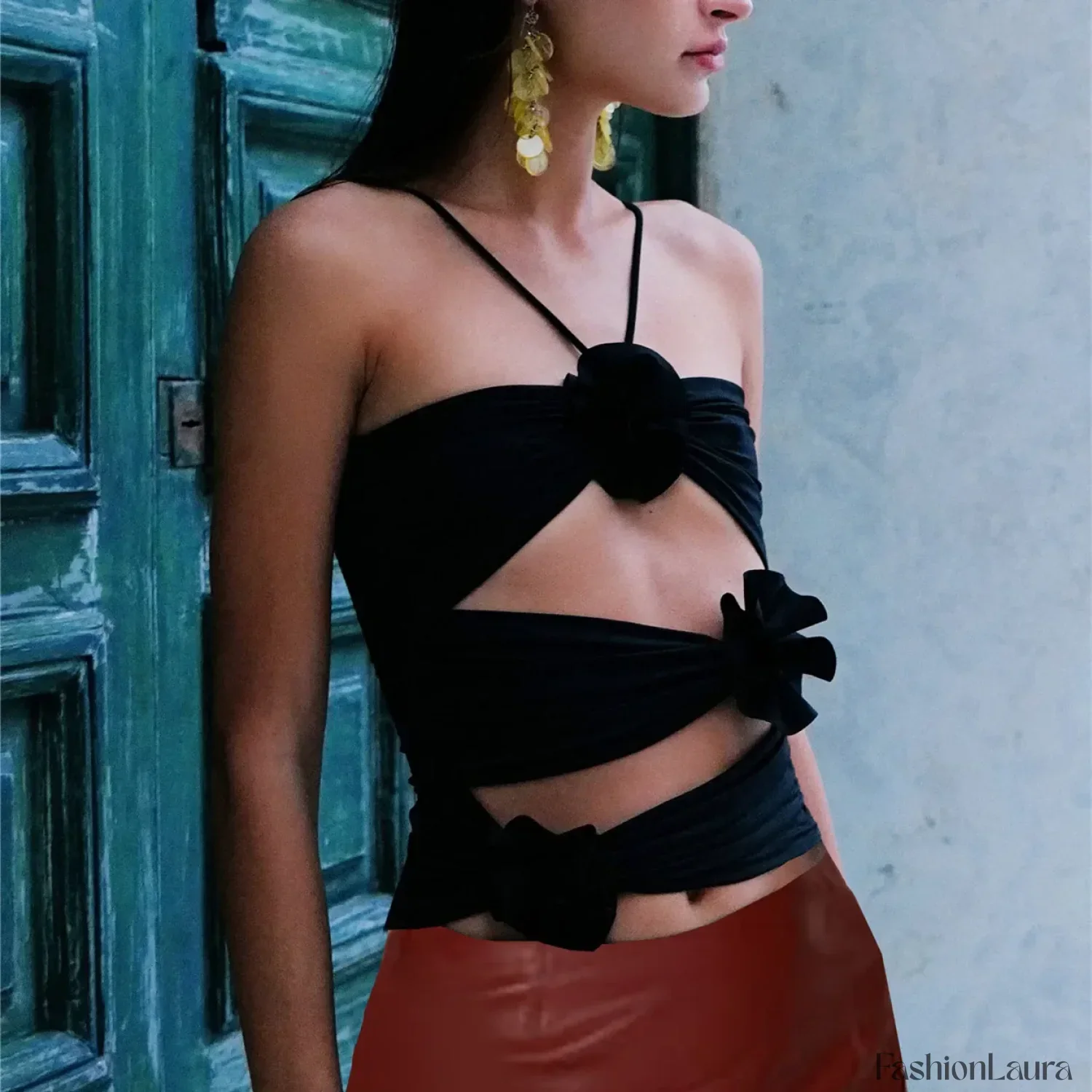 3D Floral Cut-Out Crop Top - Image 26