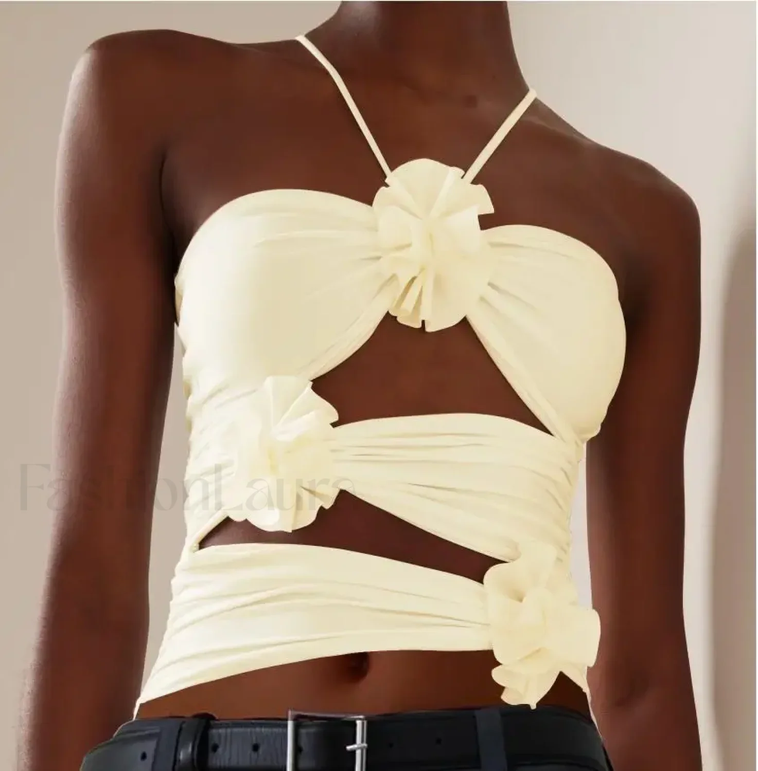 3D Floral Cut-Out Crop Top - Image 6