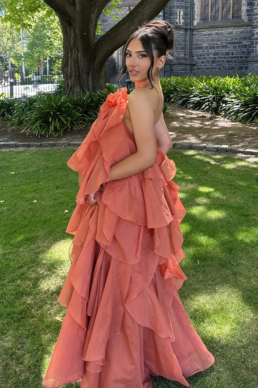 3D Floral Halter Spaghetti Strap Elegant Prom Dress - Image 6