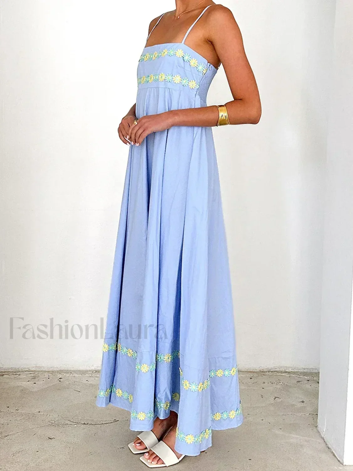 3D Flower Loose A-Line Maxi Dress - Image 3