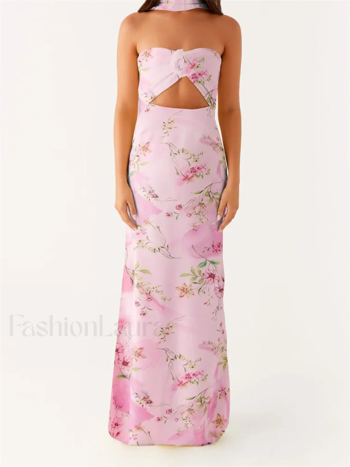 3D Flower Patchwork Tube Maxi Dress - Image 5
