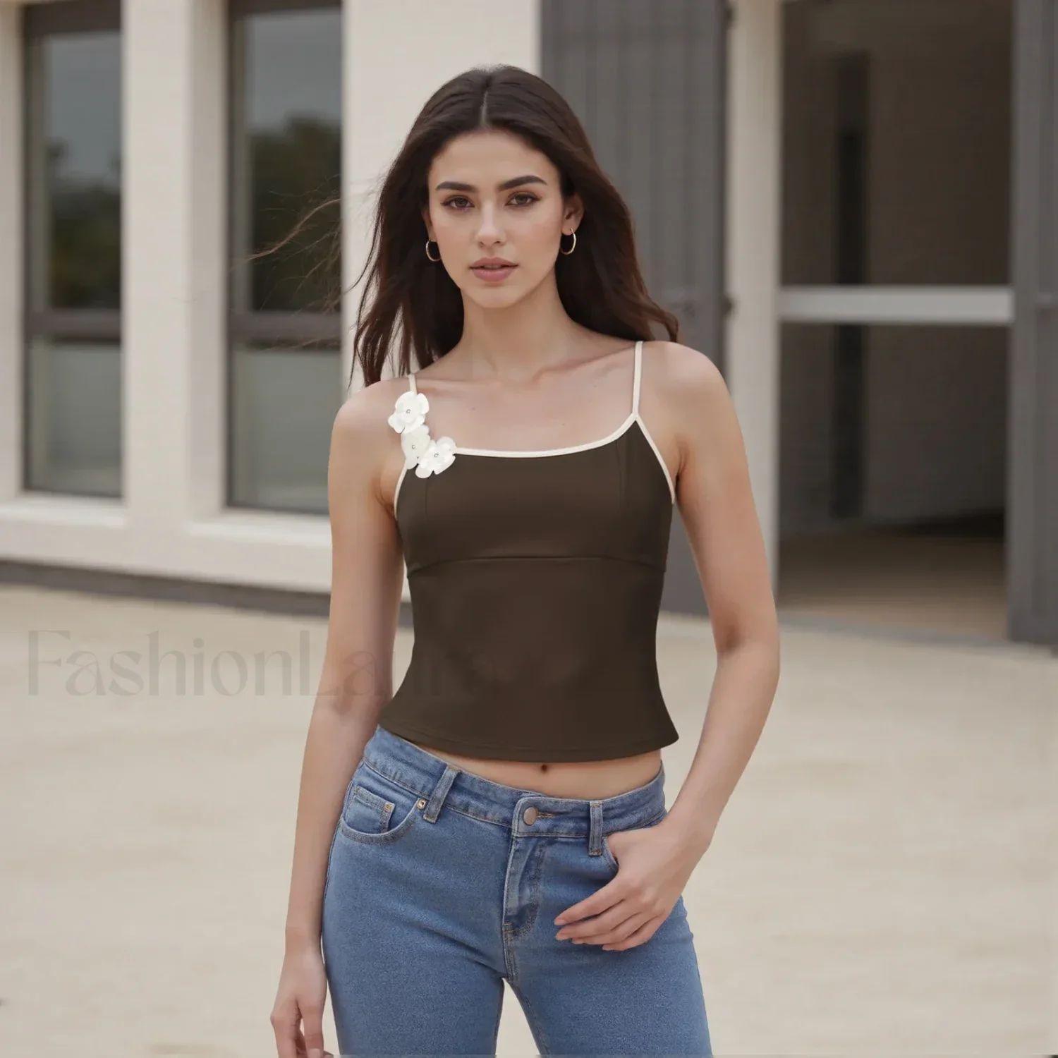 3D Flower Square-Neck Crop Top - Image 11