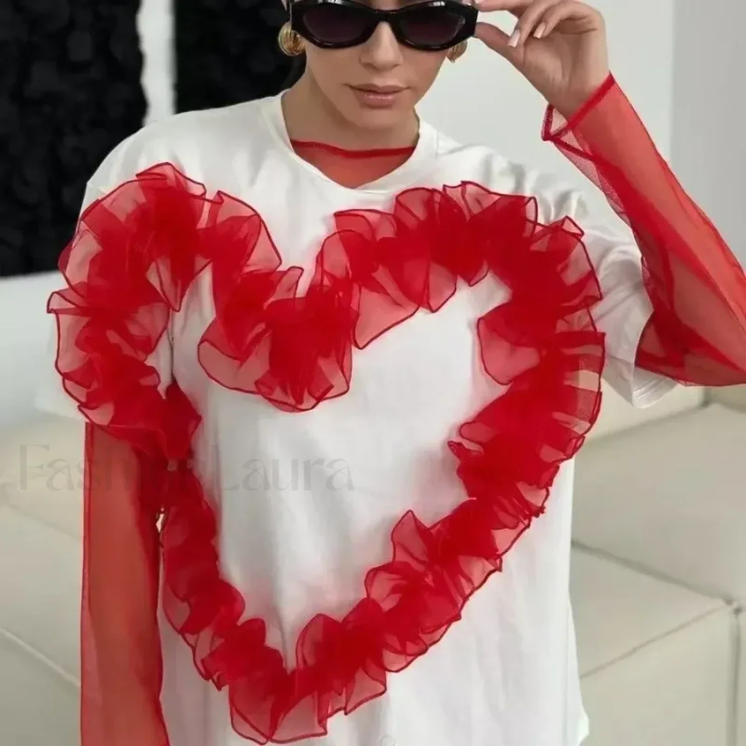 3D Love Flower Cotton T-Shirt - Image 3