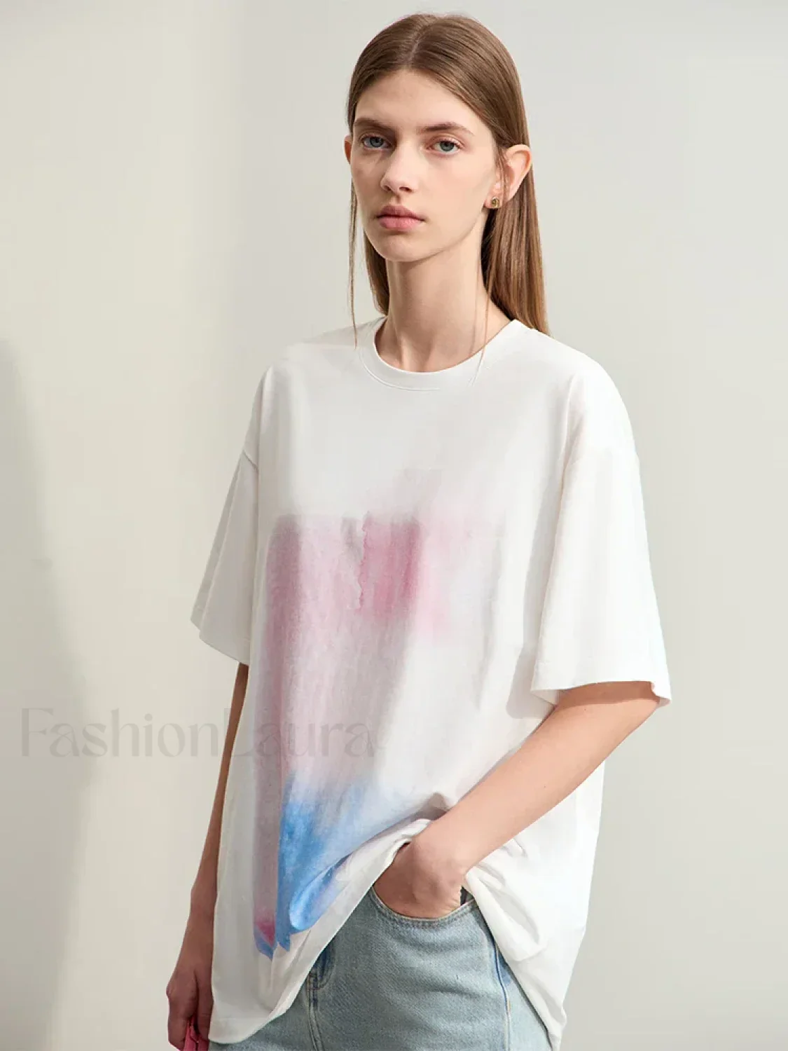 Abstract Print Loose Fit T-Shirt - Image 8
