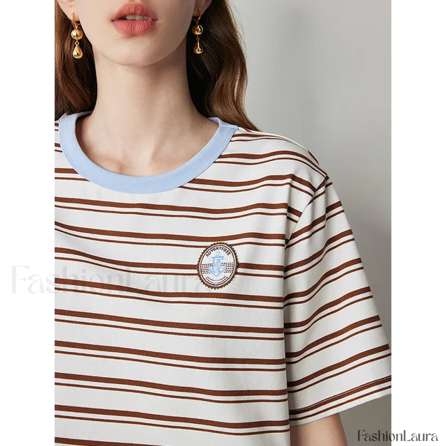 Academy Stripe Round Neck T-Shirt - Image 11