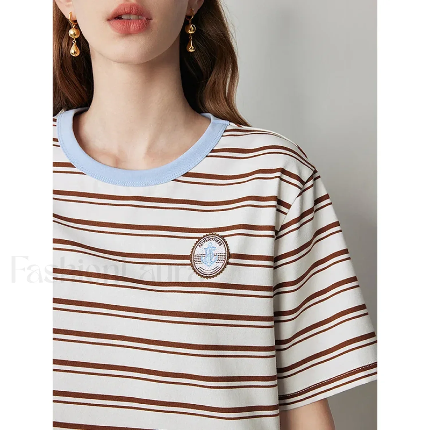 Academy Stripe Round Neck T-Shirt - Image 2