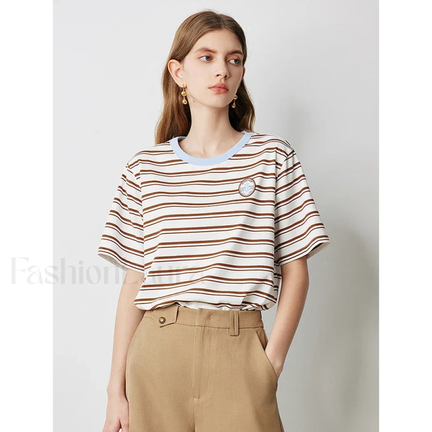 Academy Stripe Round Neck T-Shirt - Image 3