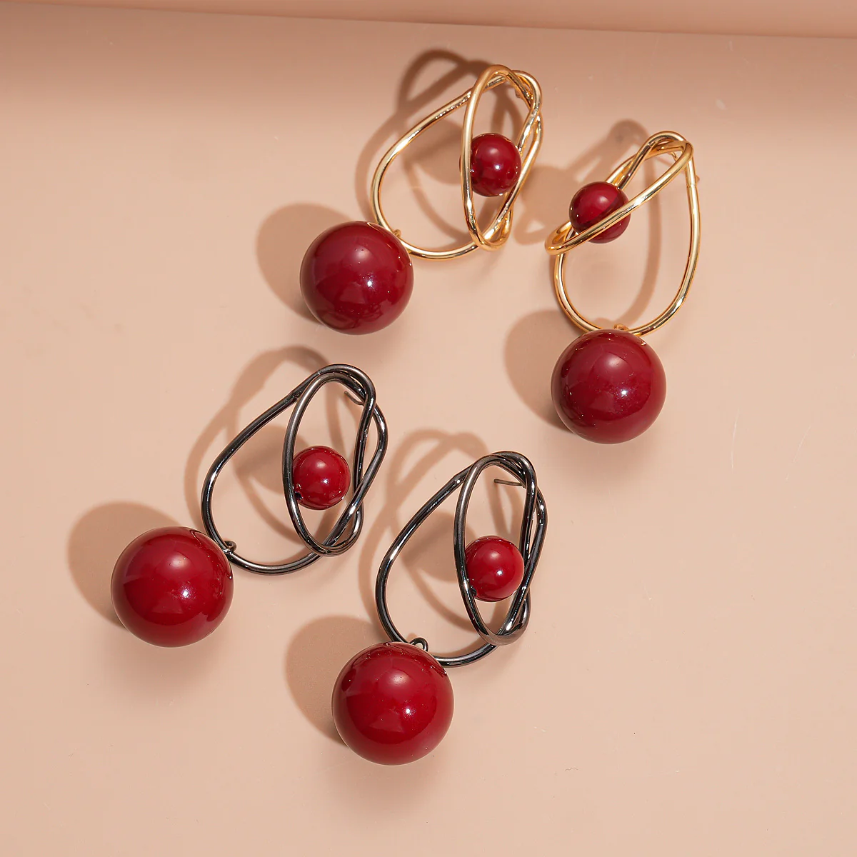 Acrylic Geometric Sphere Wrap Earrings - Image 4