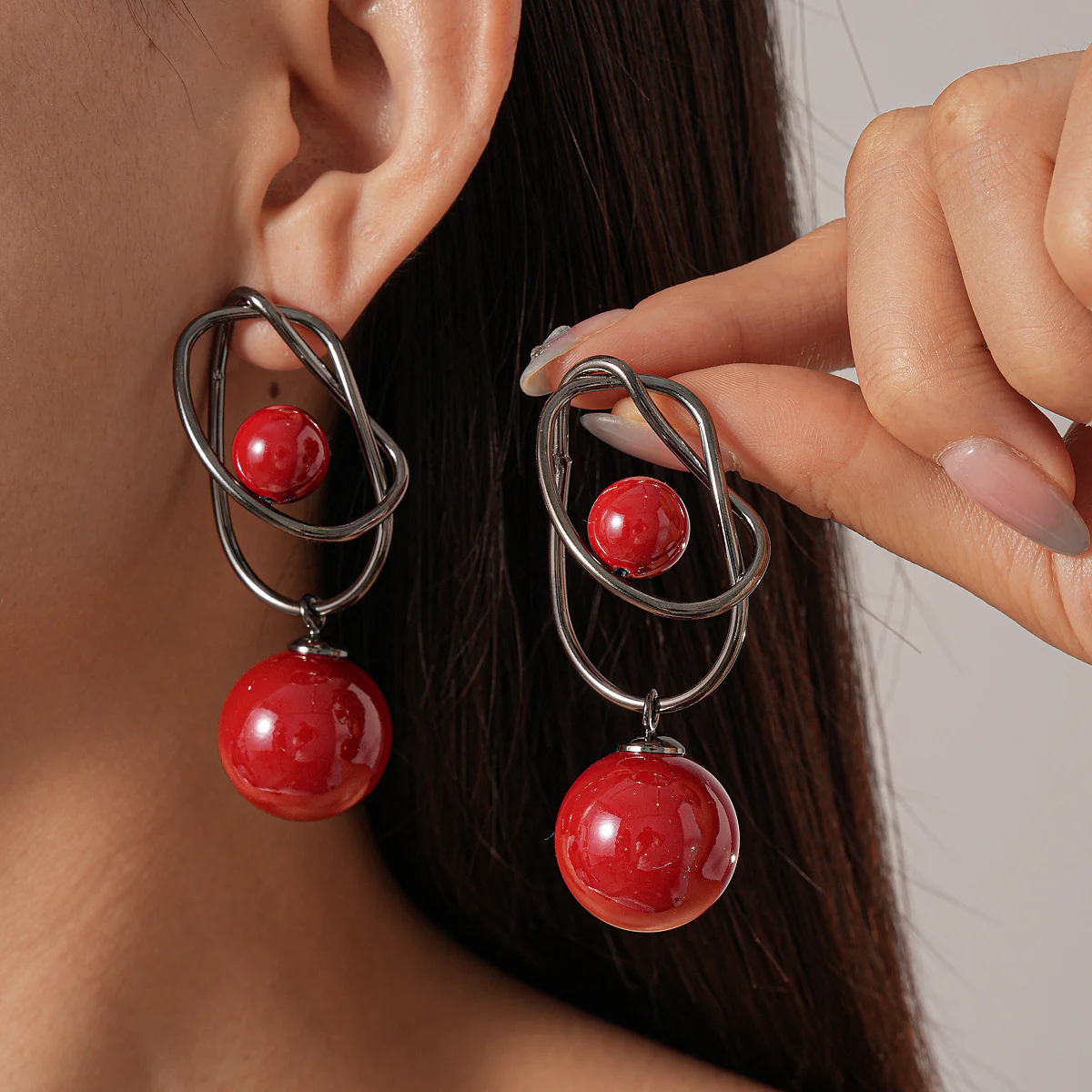 Acrylic Geometric Sphere Wrap Earrings - Image 5