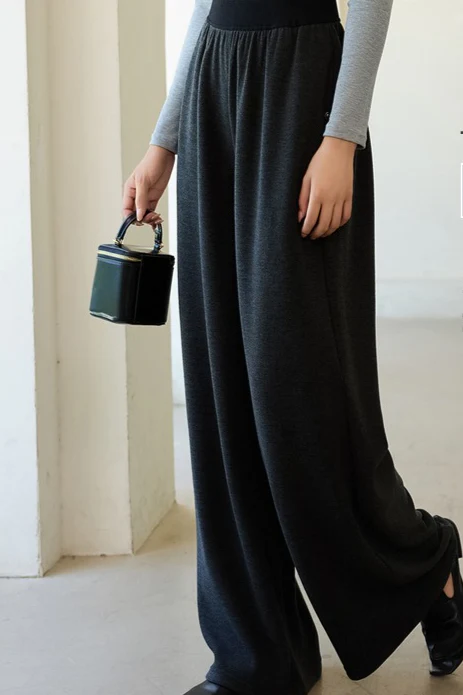 Antibacterial Fleece High Waist Knit Pants - Image 2