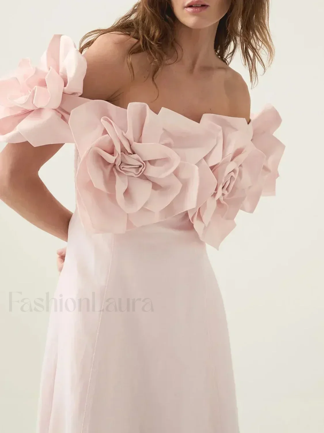 Applique Solid Slash Maxi Dress - Image 10