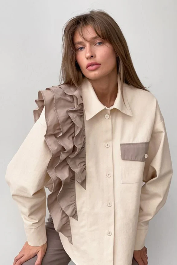 Asymmetric Color Block Blouse - Image 11