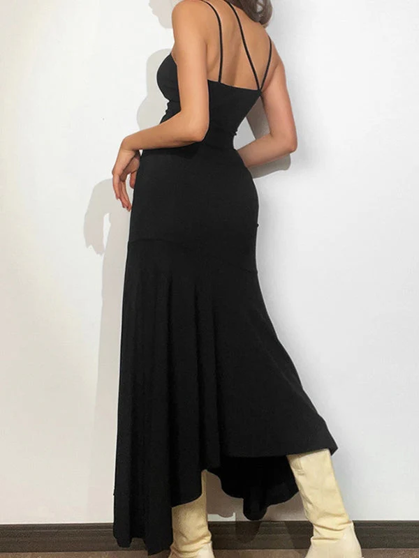 Asymmetric High Slit Bodycon Maxi Dress - Image 5
