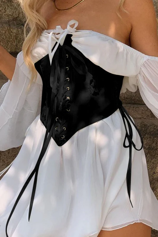 Asymmetric Ruched Chiffon Belted Waist Skirt Set - Image 5
