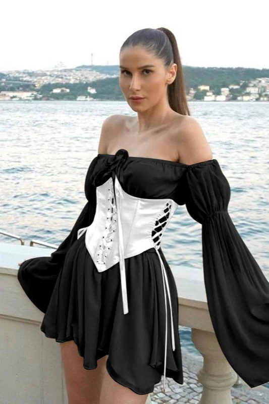 Asymmetric Ruched Chiffon Belted Waist Skirt Set - Image 7