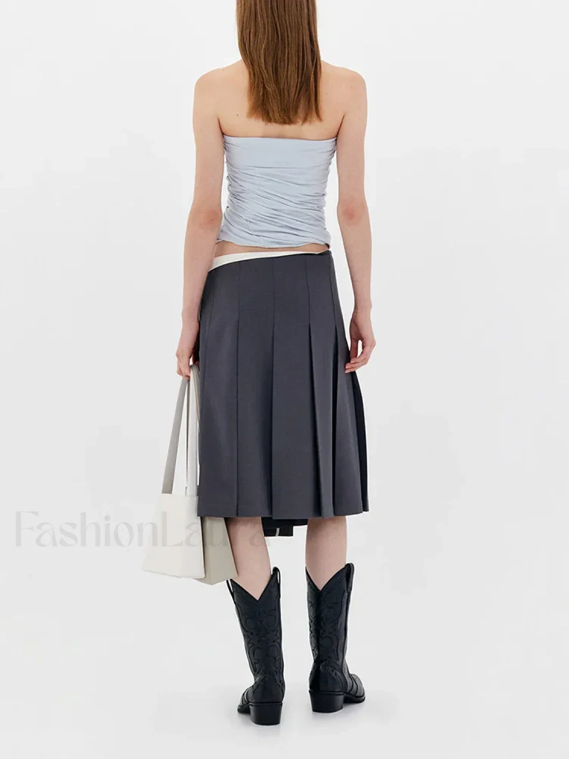 Asymmetric Striped High Waist Skirt - Image 7