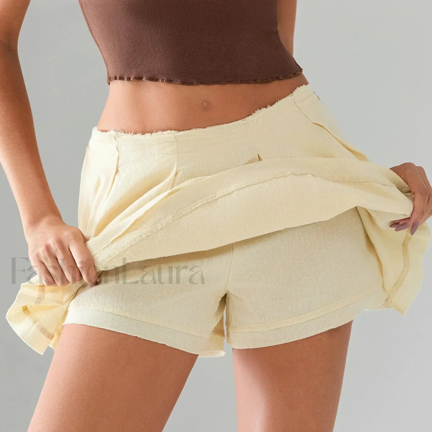 Asymmetrical Lined Shorts Skirt - Image 4