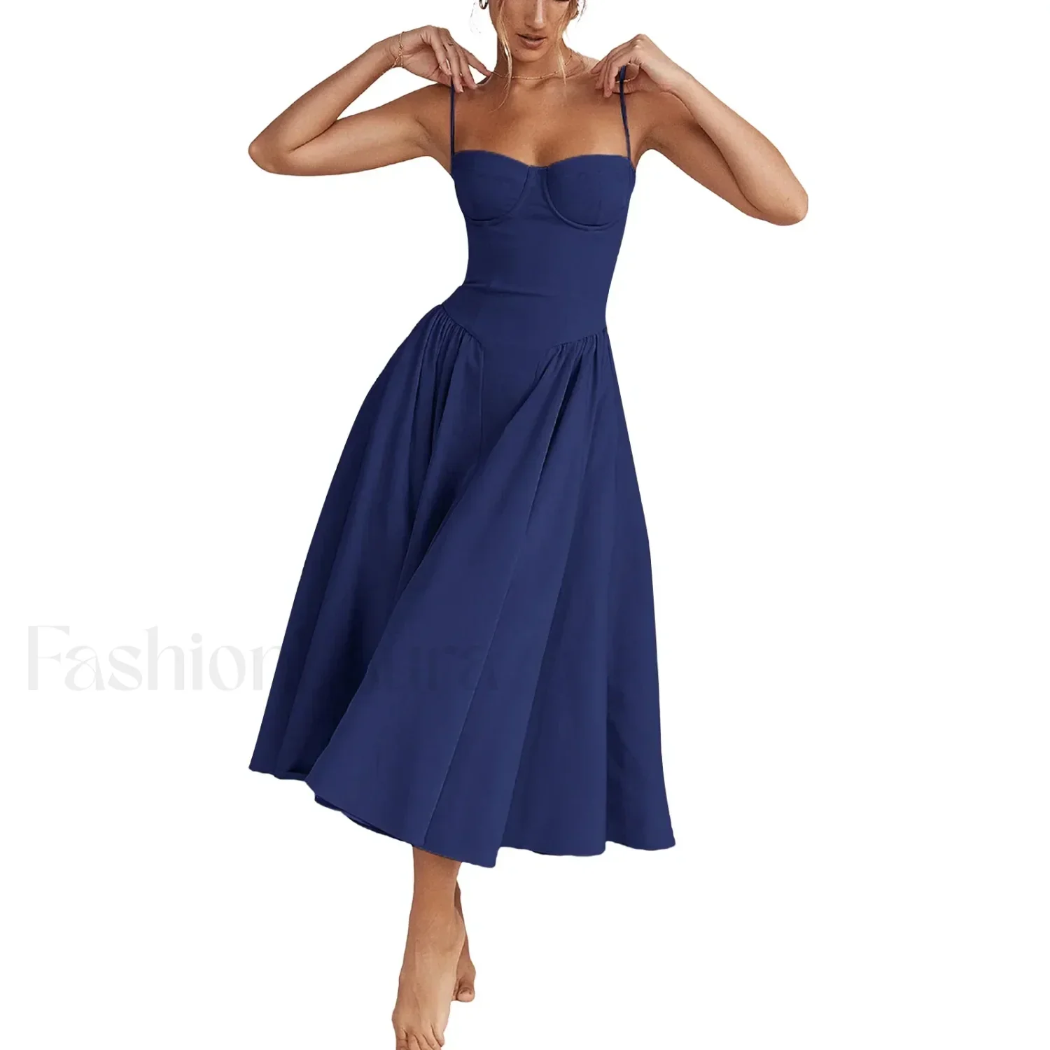 Backless Dropped-Waist Midi Dress - Image 7