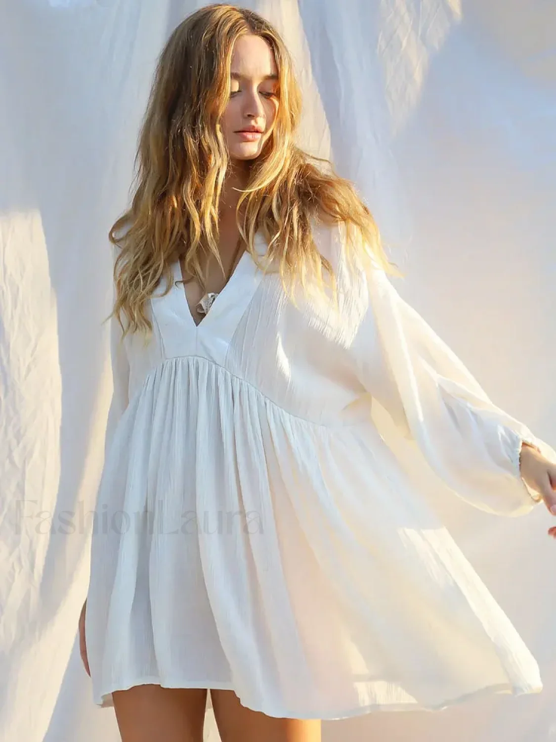 Backless High Waist White Cover Up - Image 2