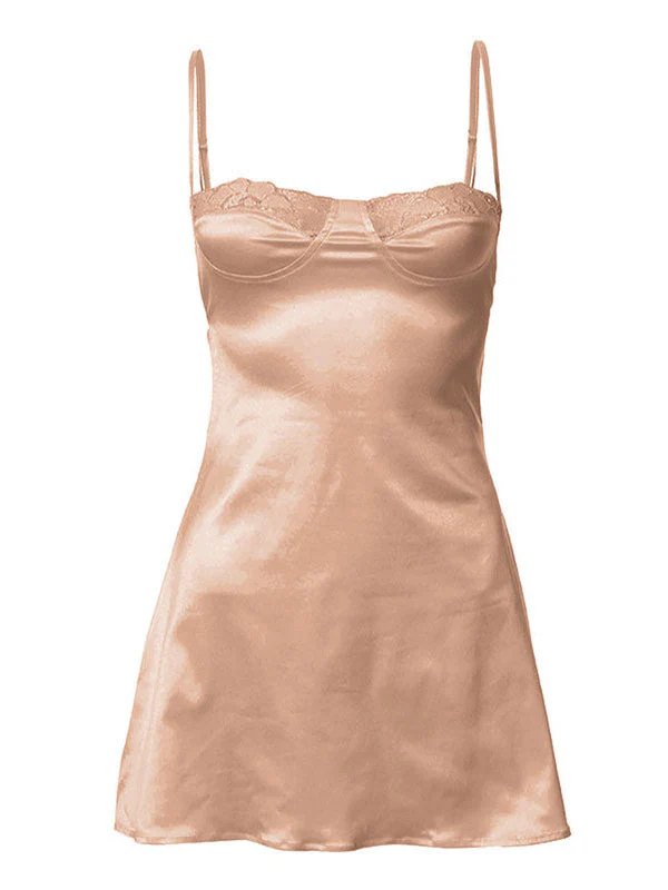 Backless Lace Paneled Slip Mini Dress - Image 32