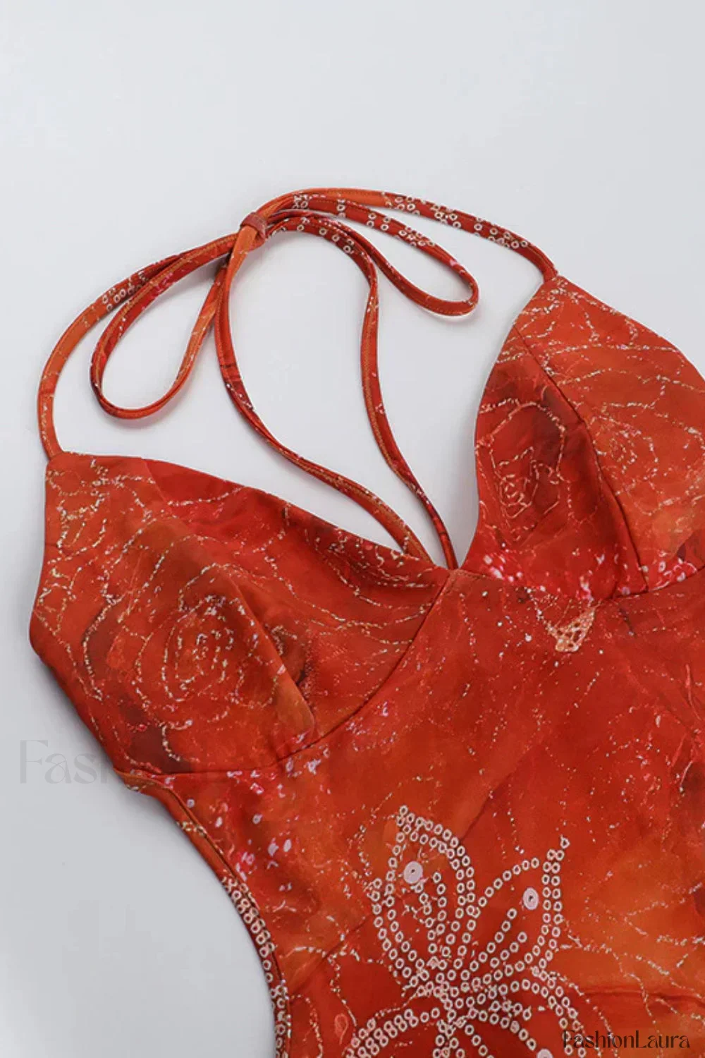 Backless Neck Print Diamond Hip Skirt Spice Girl Floral Dress - Image 19