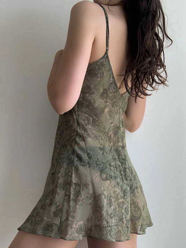 Backless Printed Slip Mini Dress - Image 2