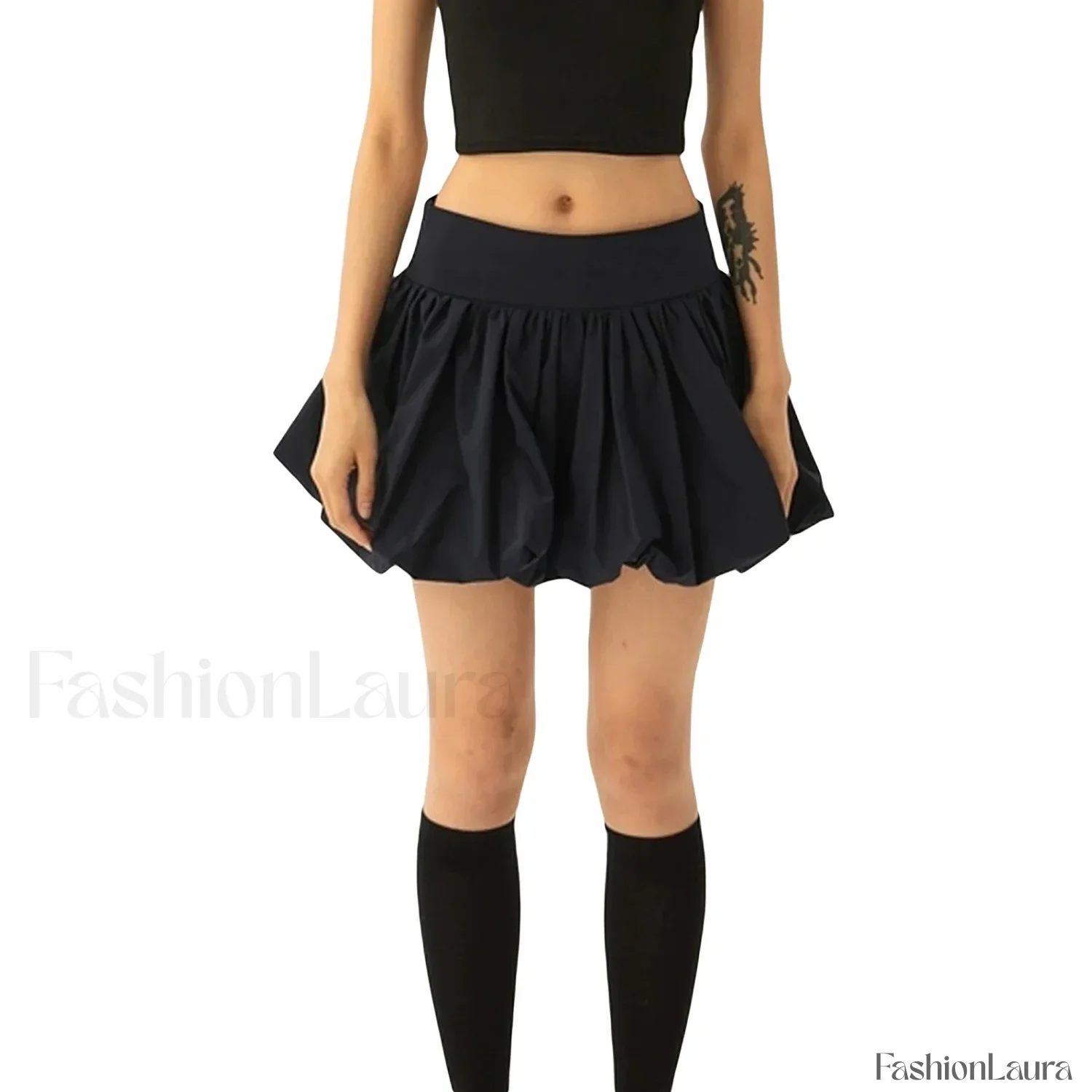 Balloon High Waist A-Line Skirt - Image 13