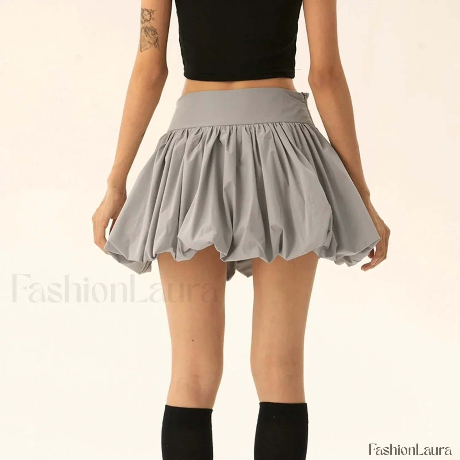 Balloon High Waist A-Line Skirt - Image 17