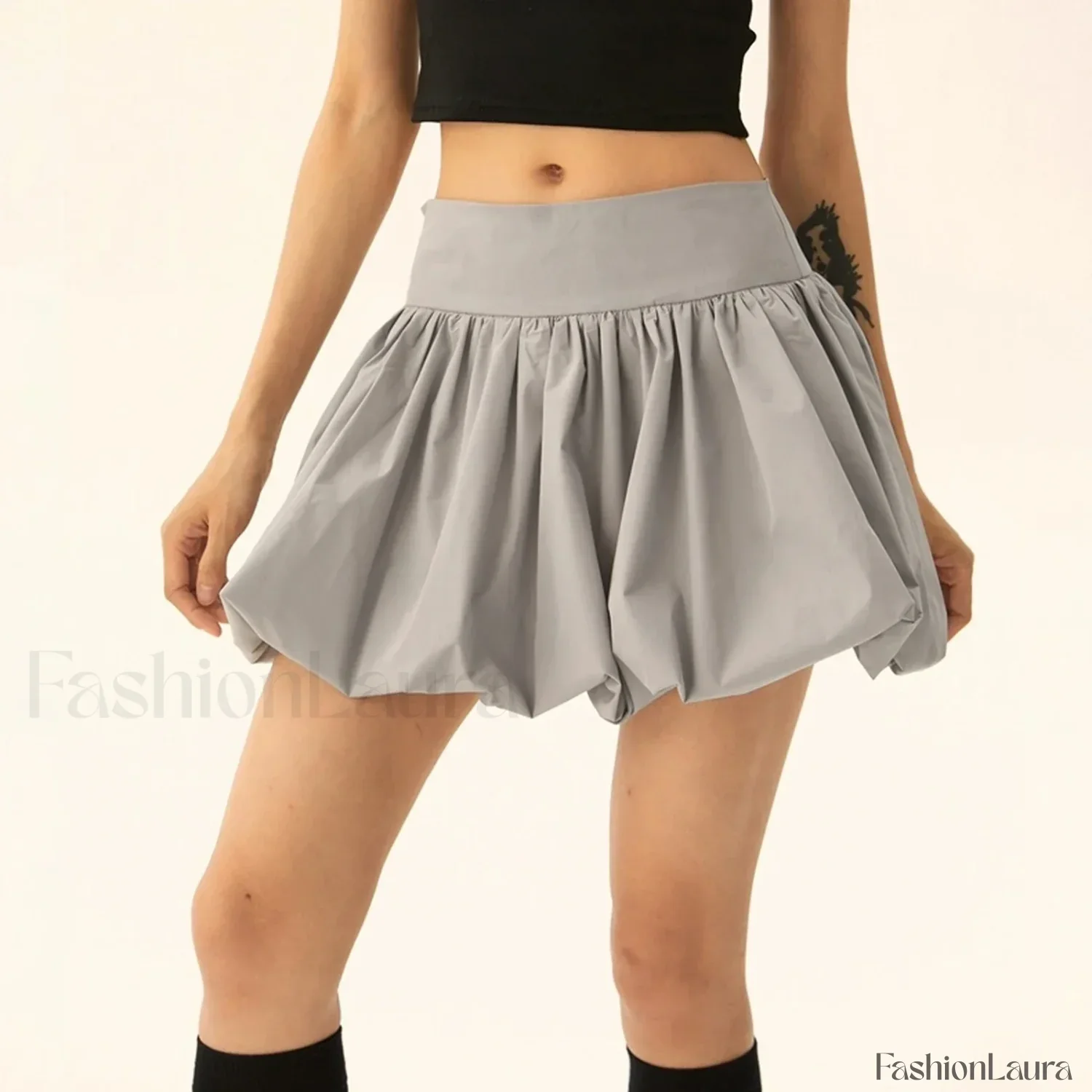 Balloon High Waist A-Line Skirt - Image 18