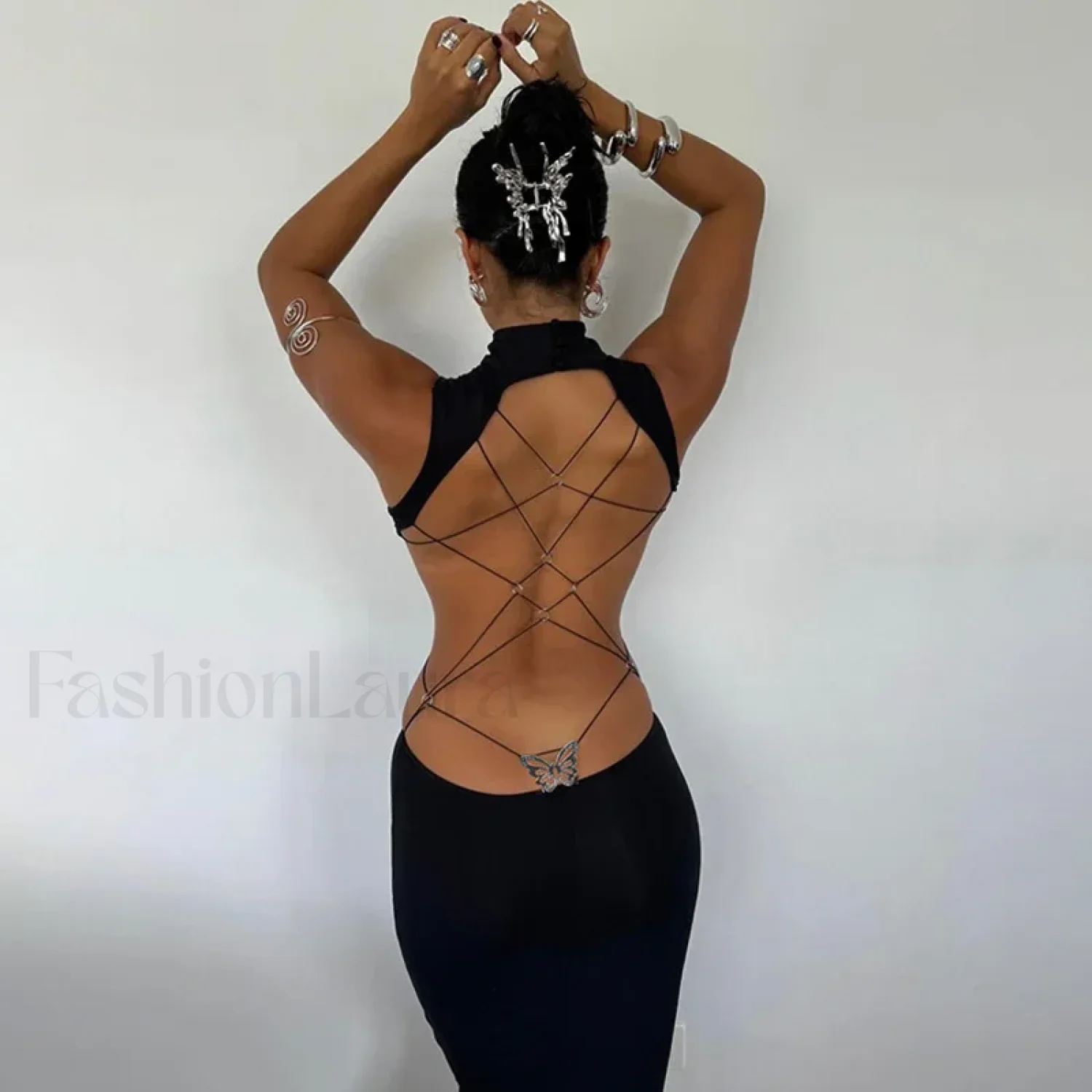 Bandage Butterfly Backless Maxi Dress - Image 3