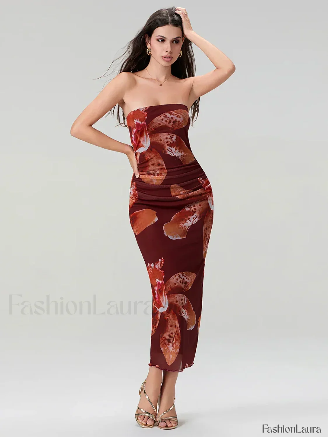 Bandeau Off-Shoulder Floral Dress - Image 14