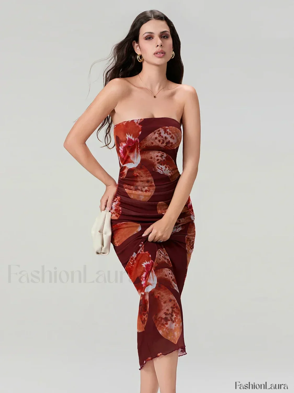 Bandeau Off-Shoulder Floral Dress - Image 18