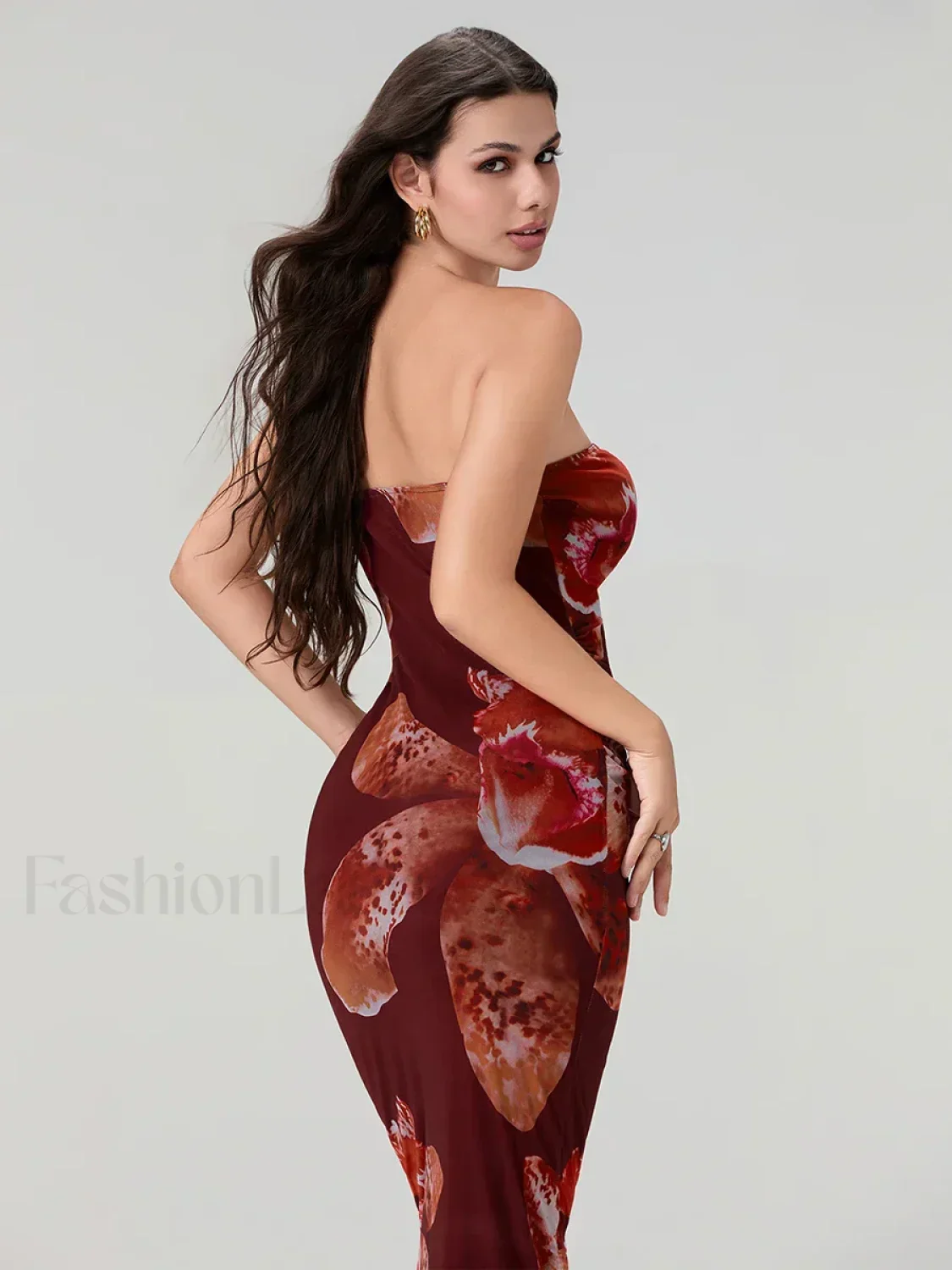 Bandeau Off-Shoulder Floral Dress - Image 3