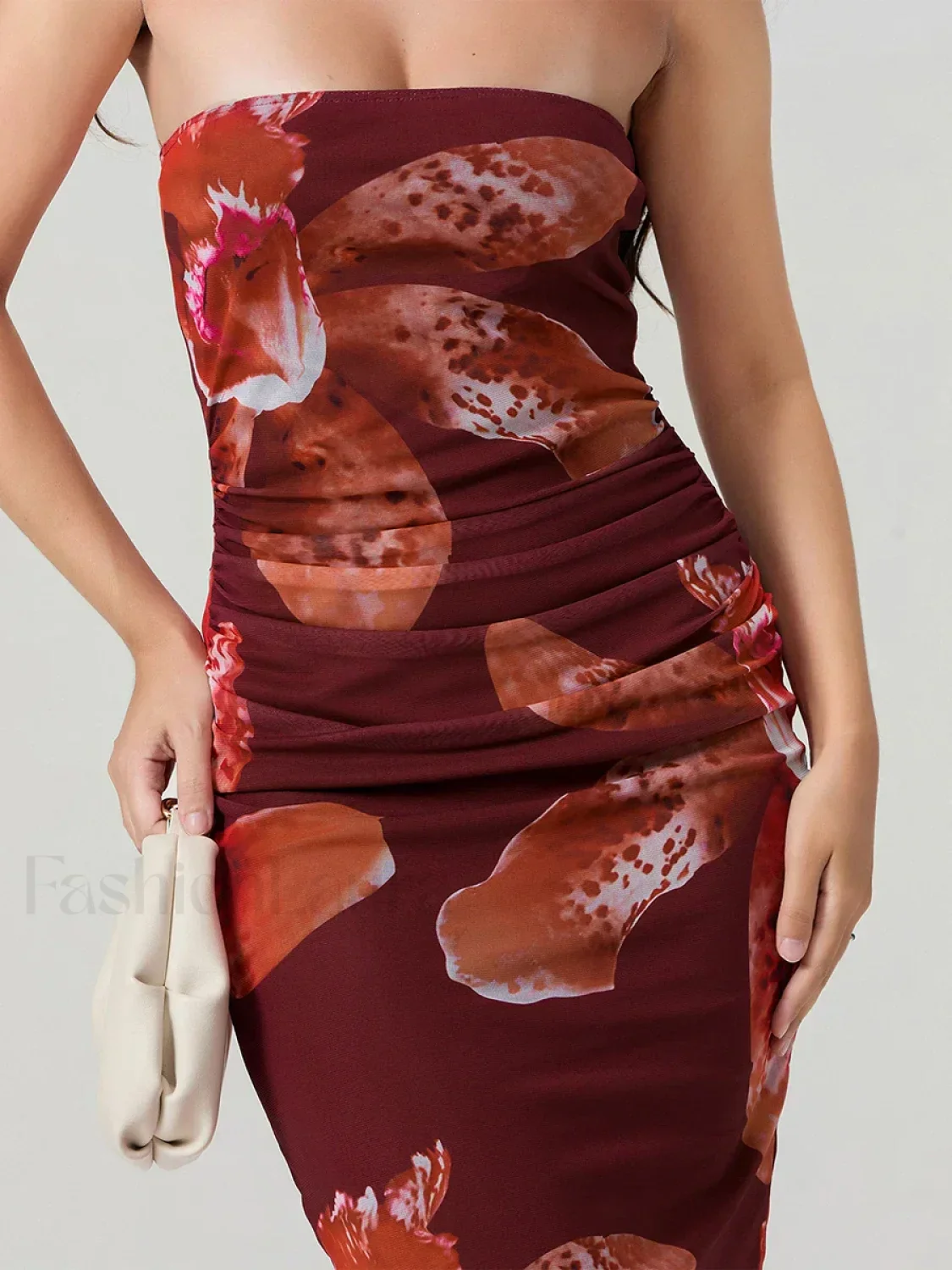 Bandeau Off-Shoulder Floral Dress - Image 7