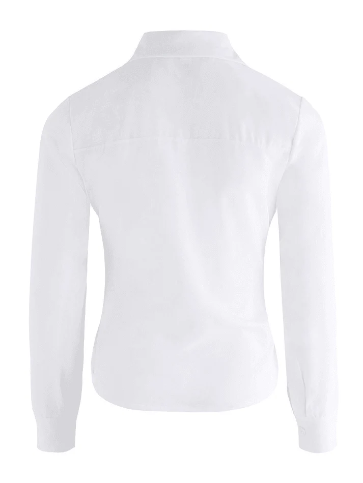 Basic Long Sleeve Button Blouse - Image 29