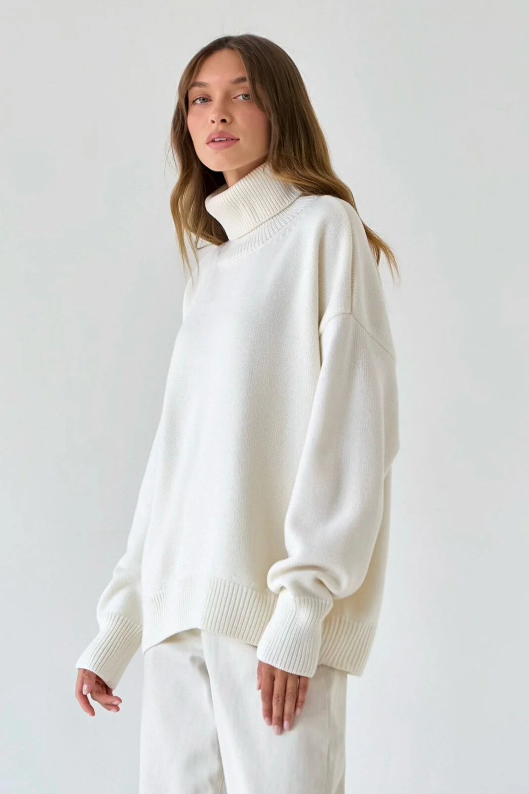 Basic Solid Knit Turtleneck Sweater - Image 51
