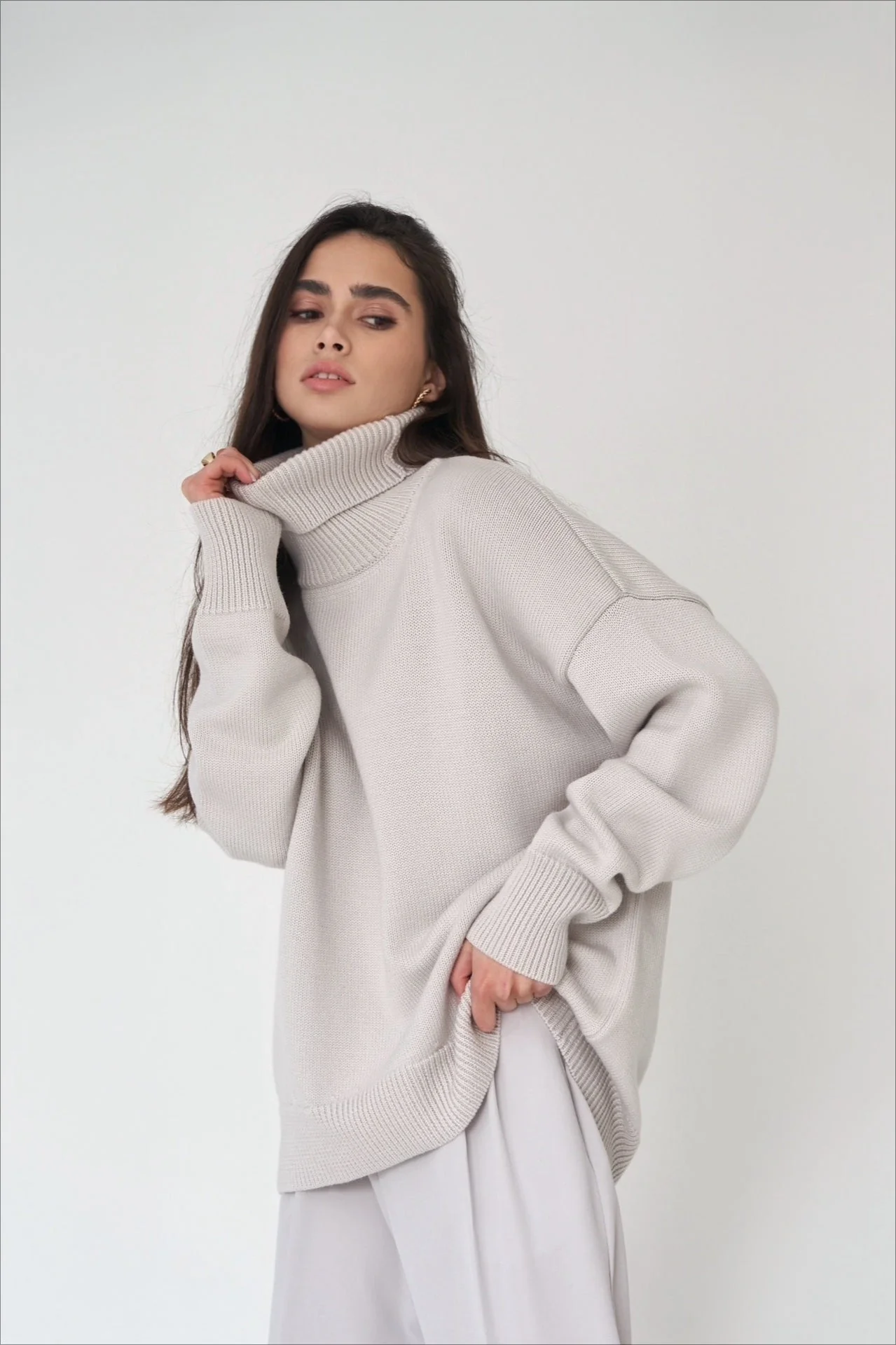 Basic Solid Knit Turtleneck Sweater - Image 72