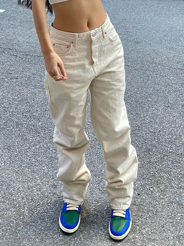 Basic Wash Straight Leg Boyfriend Jeans - Image 3