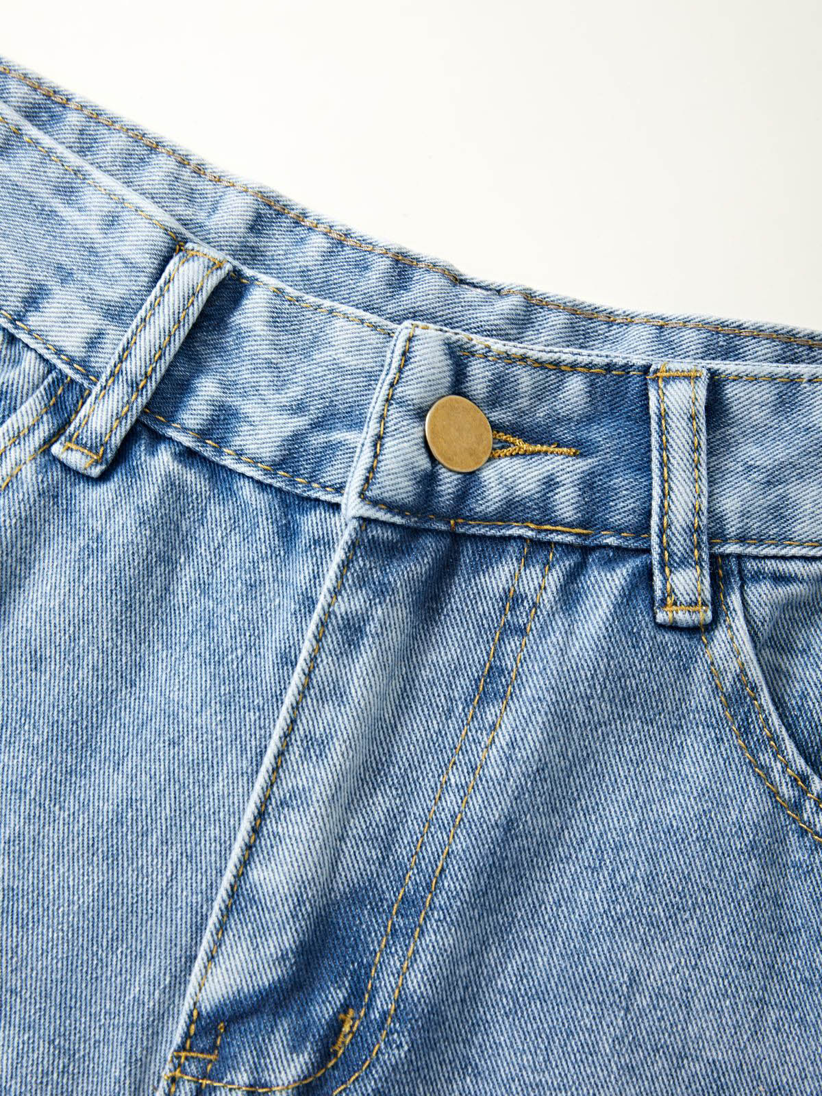 Basic Wash Straight Leg Boyfriend Jeans - Image 6