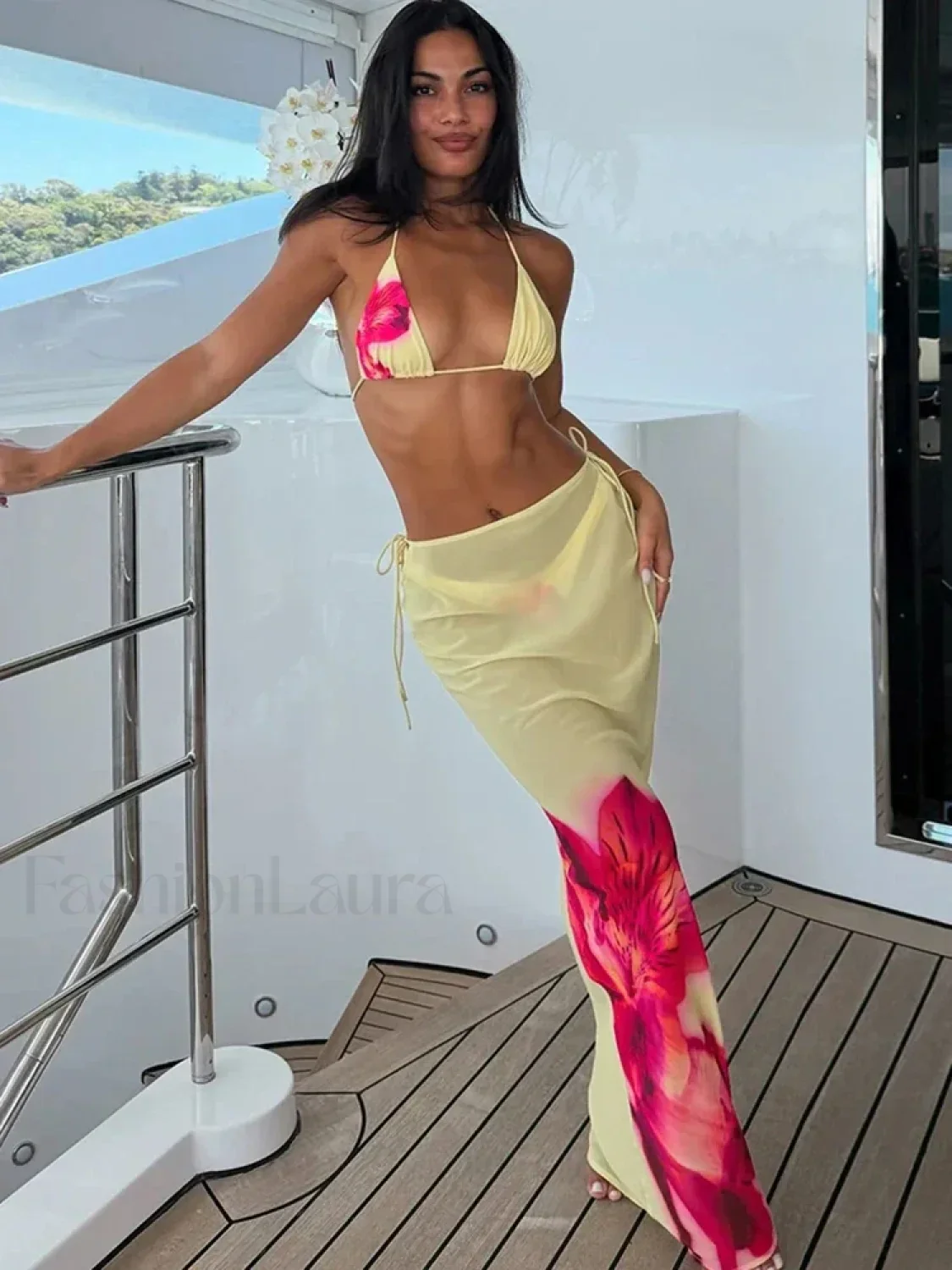 Beach Skirt Backless Three Piece Set - Image 8